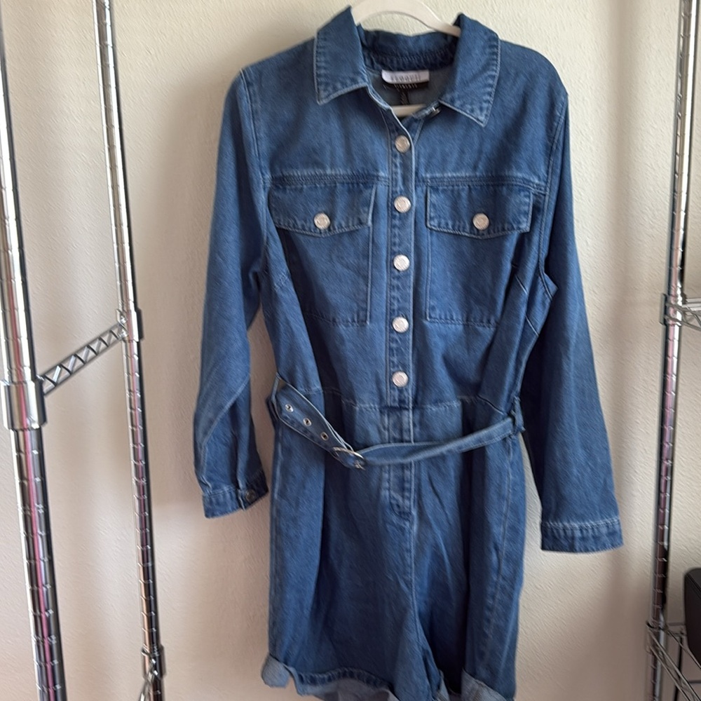 ELOQUII DENIM Boiler short suit.